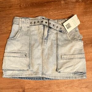 Denim Mini Skirt with Belt